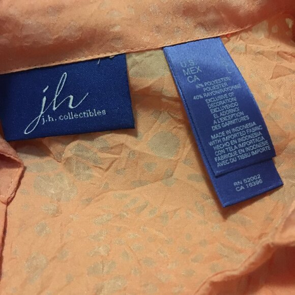 Vintage JH Collectibles Coral & Mother of Pearl Button Up Dress Shirt - Picture 11 of 16